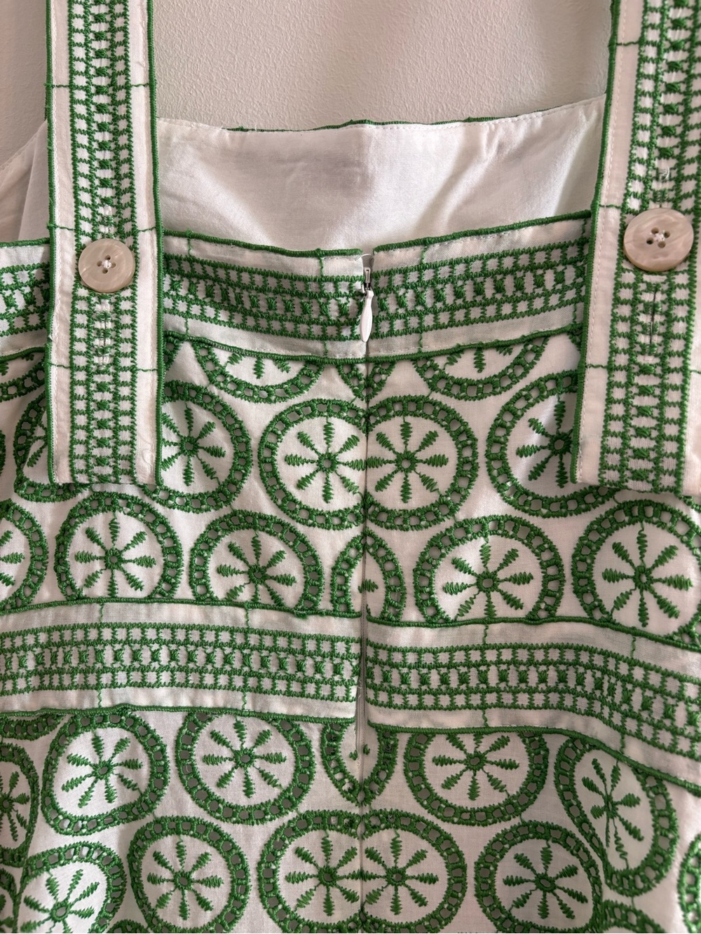 Shoshanna Green White Print Sleeveless Dress Resort Vacation Cottagecore Size 10 - Picture 10 of 10